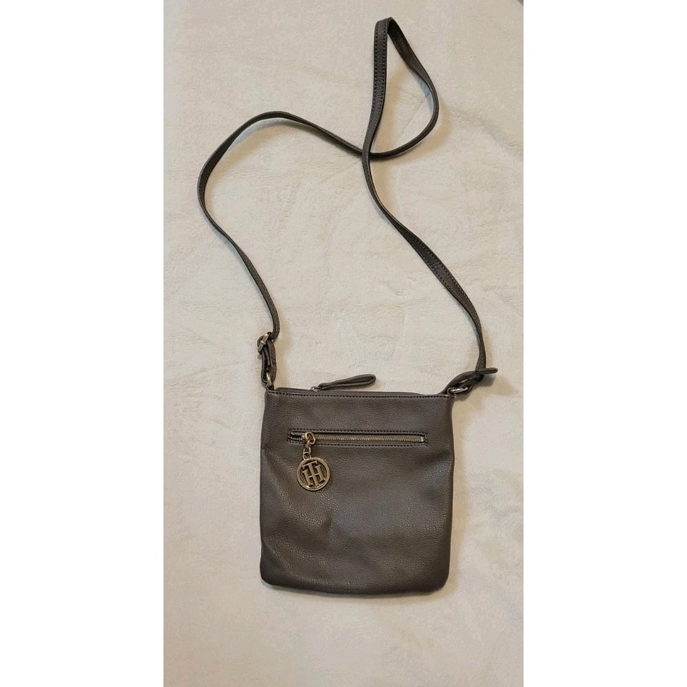 TOMMY HILFIGER WOMENS BROWN CROSSBODY FAUX LEATHER PURSE